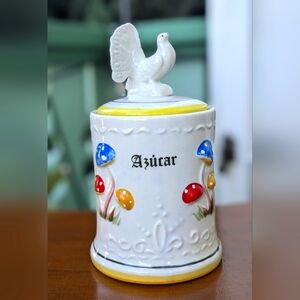 Mushroom Canister floral Sugar canister ceramic turkey Azucar